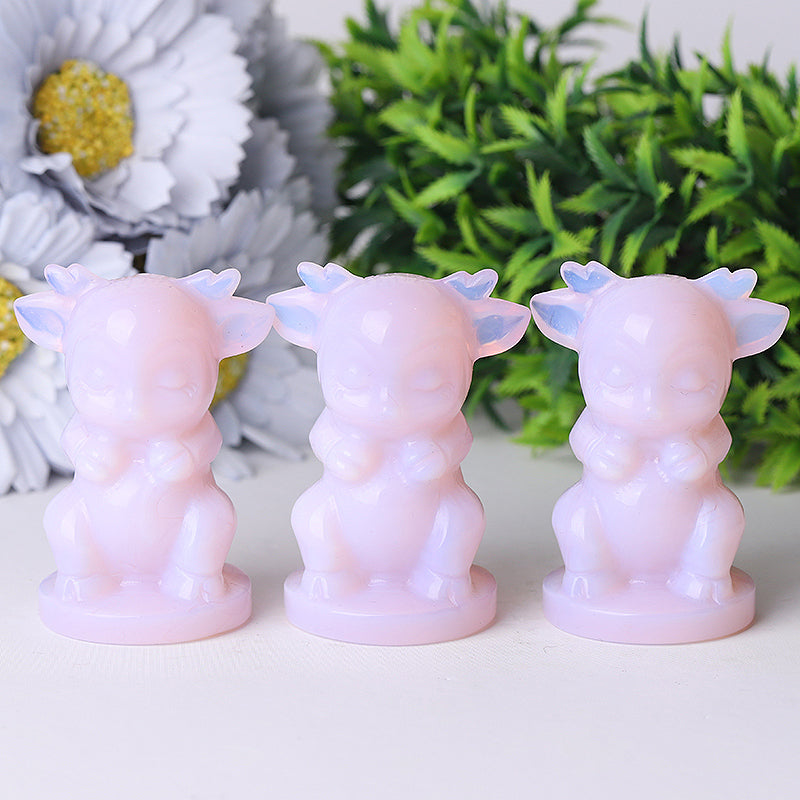 2,5 Zoll rosa Opalit Kristall Figur Schnitzerei