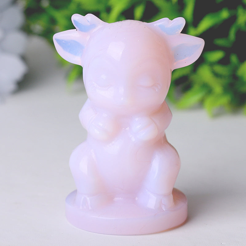 2,5 Zoll rosa Opalit Kristall Figur Schnitzerei