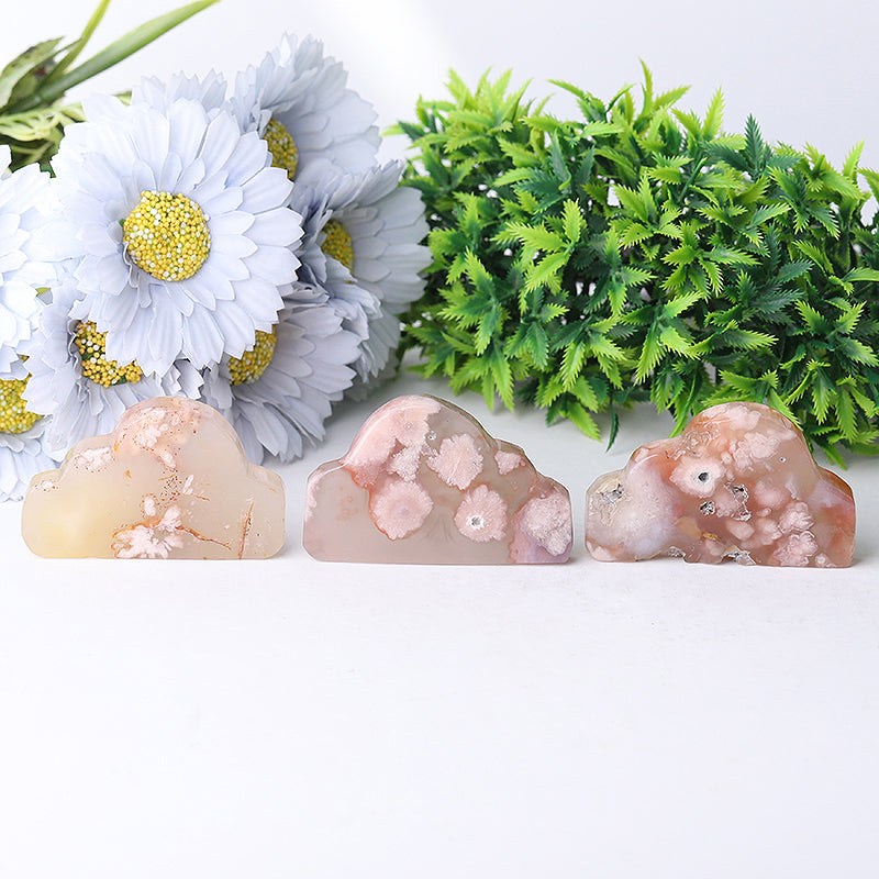 2,65 Zoll Blume Achat Wolke Kristall Figur Schnitzerei