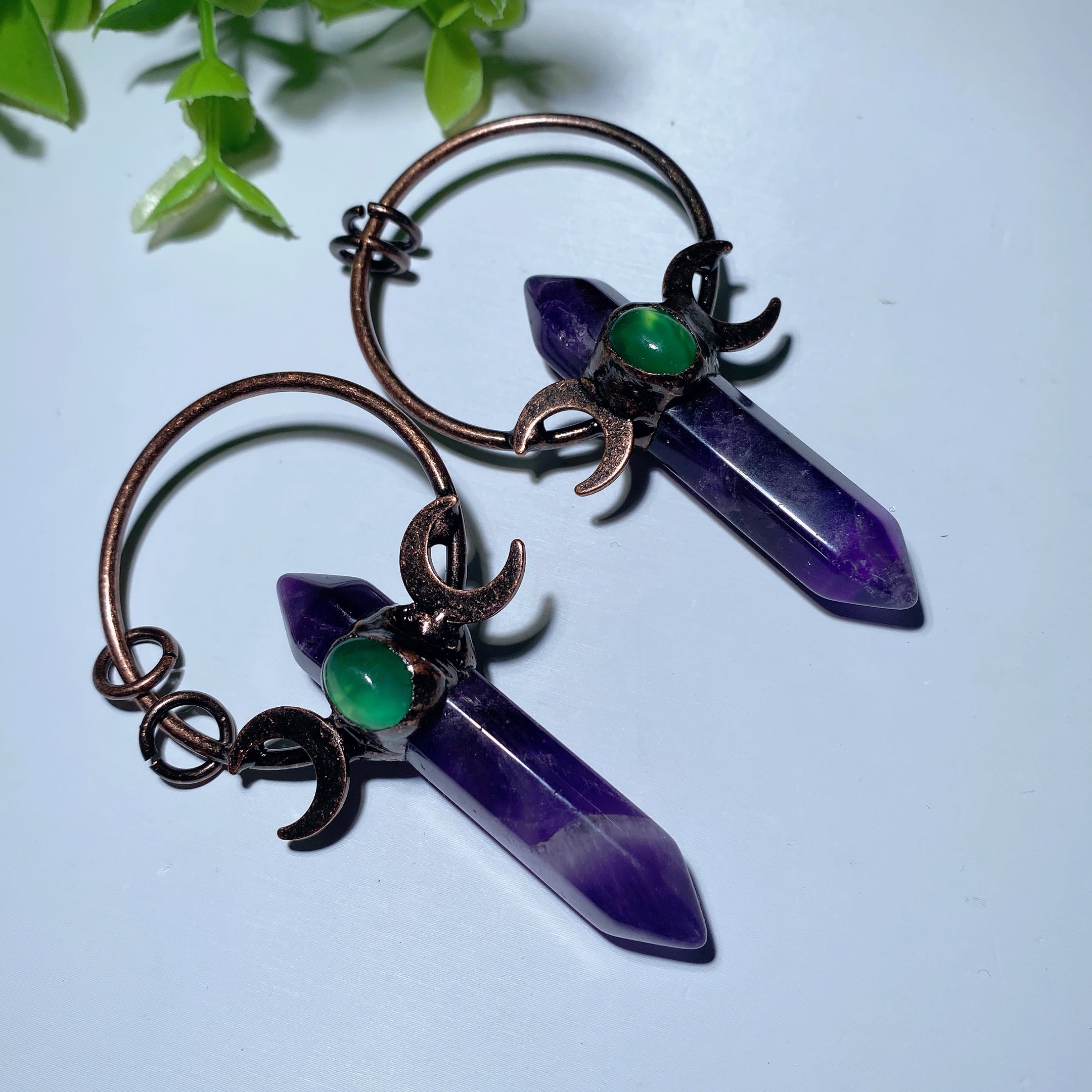 2,7 Zoll Amethyst Doppelender Punkt Anhänger