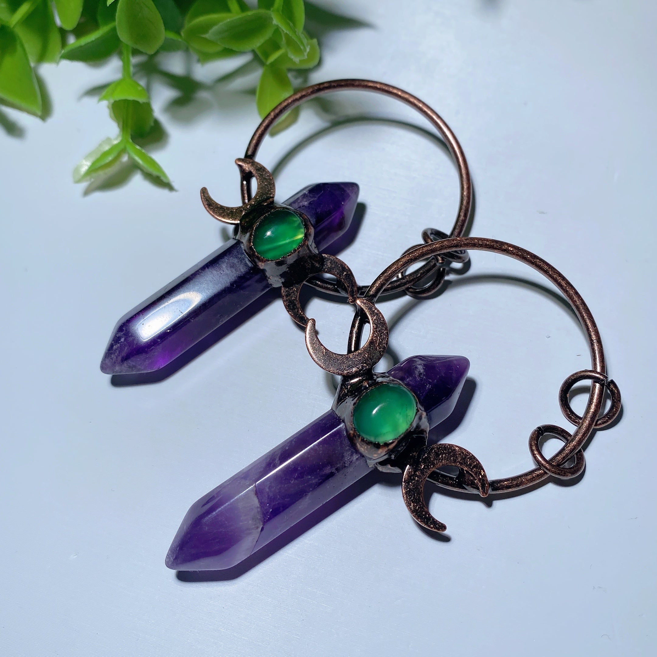 2,7 Zoll Amethyst Doppelender Punkt Anhänger