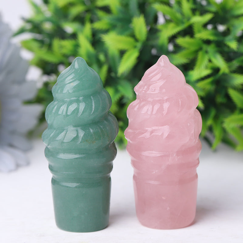 2,76 Zoll große grüne Aventurin-Eiscreme-Kristallfigur