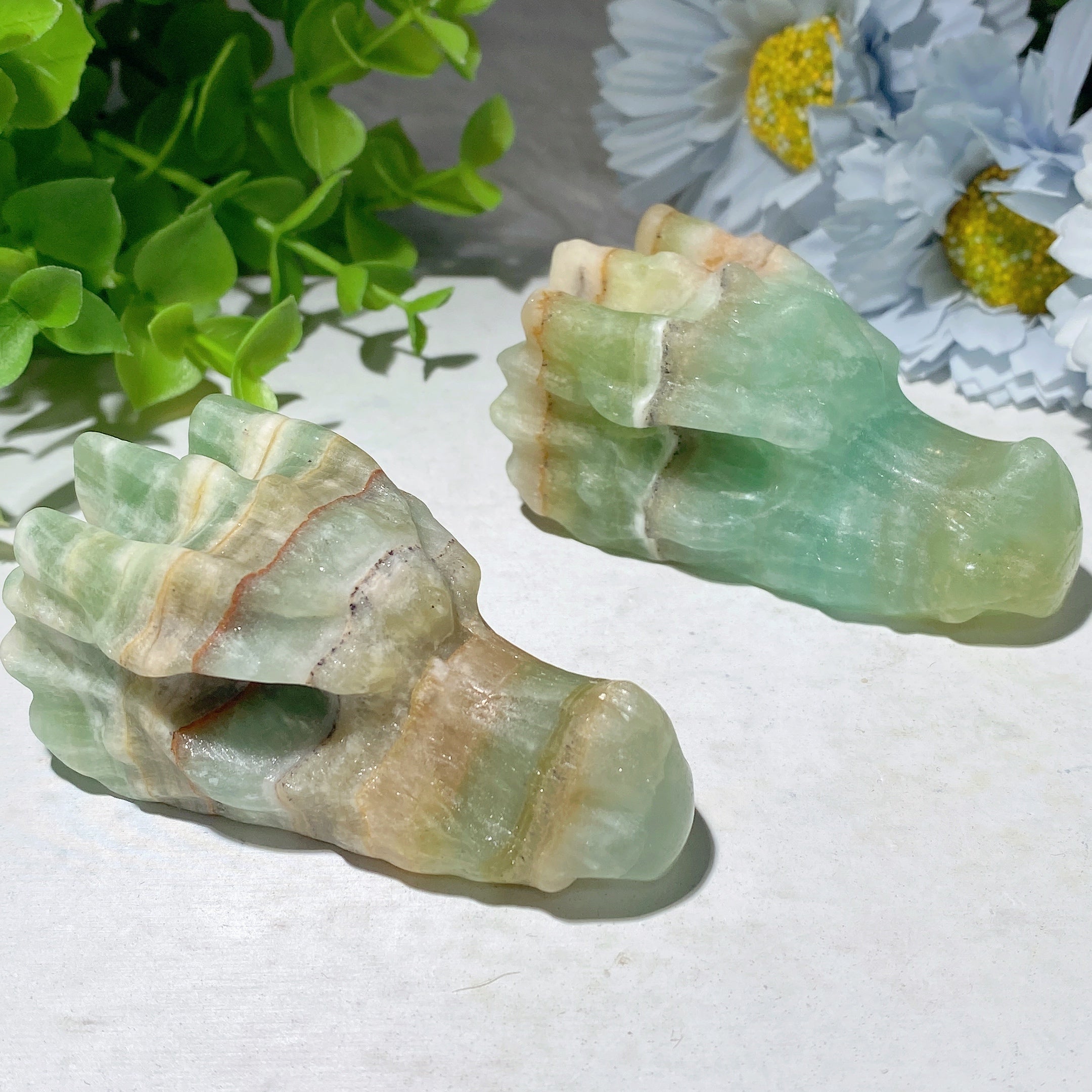 2,8" Karibischer Calcit-Kristall-Drachenkopf-Schnitzerei