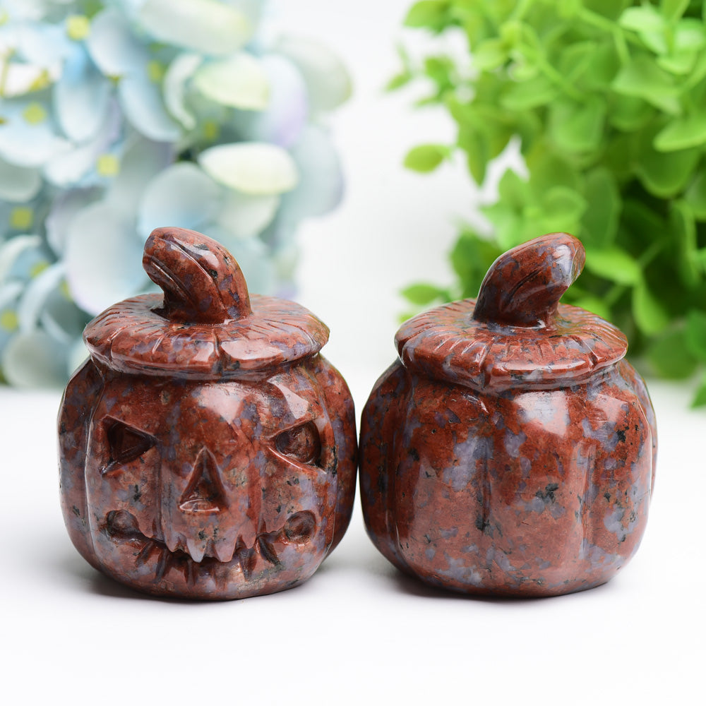 2,8 Zoll polierte Kürbis-Kristall-Schnitzfigur