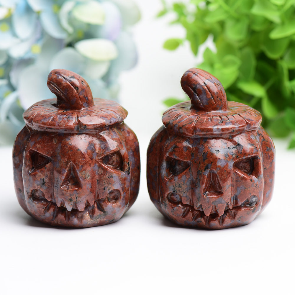 2,8 Zoll polierte Kürbis-Kristall-Schnitzfigur