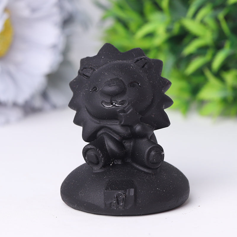 2-Inch Black Obsidian Crystal Bear Carving