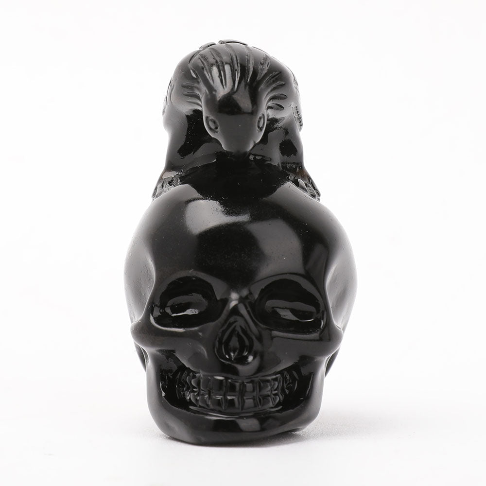 2 Zoll schwarzer Obsidian-Kristall-Totenkopf-Schnitzerei