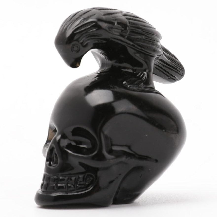 2 Zoll schwarzer Obsidian-Kristall-Totenkopf-Schnitzerei