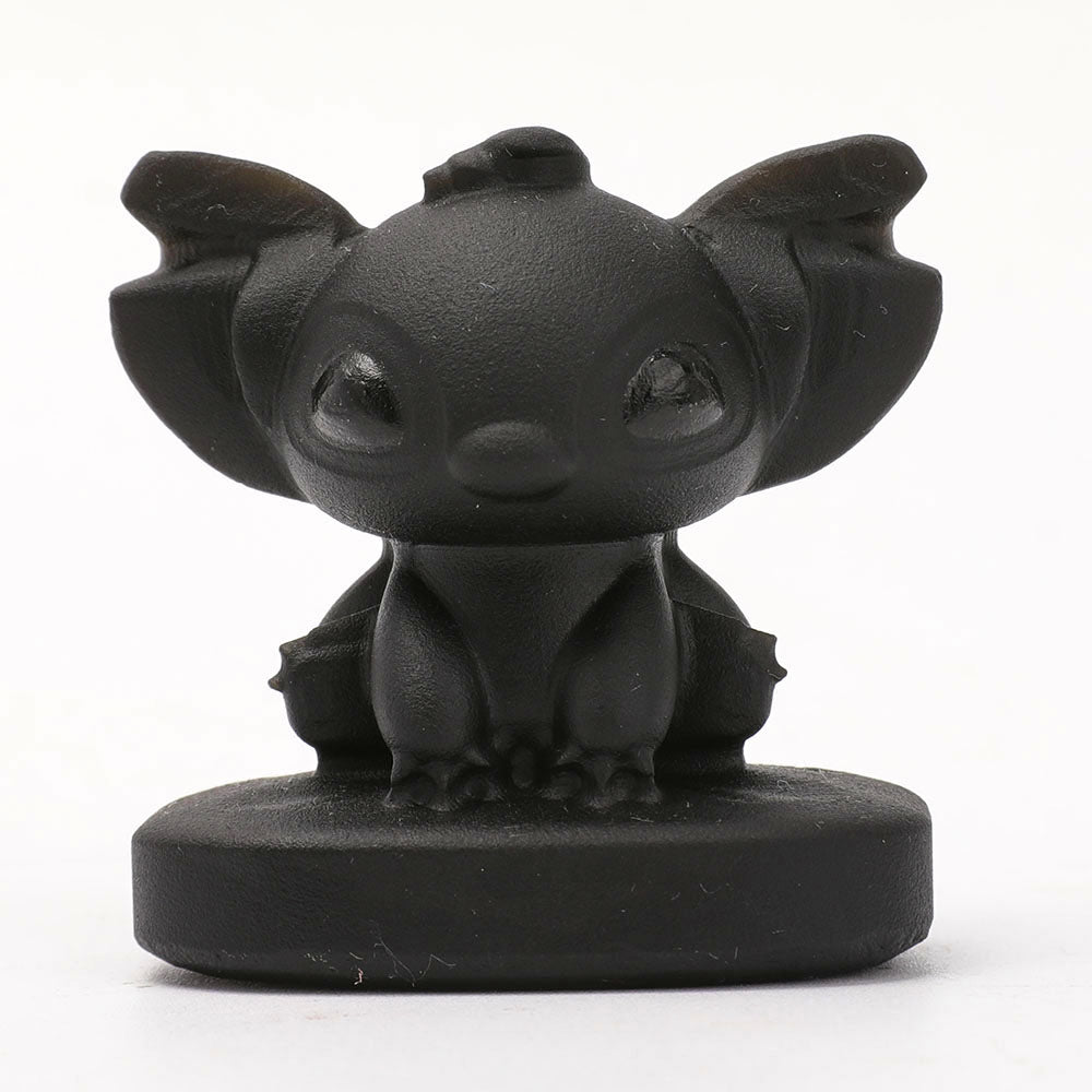 2 Zoll große, matte Figur aus schwarzem Obsidian