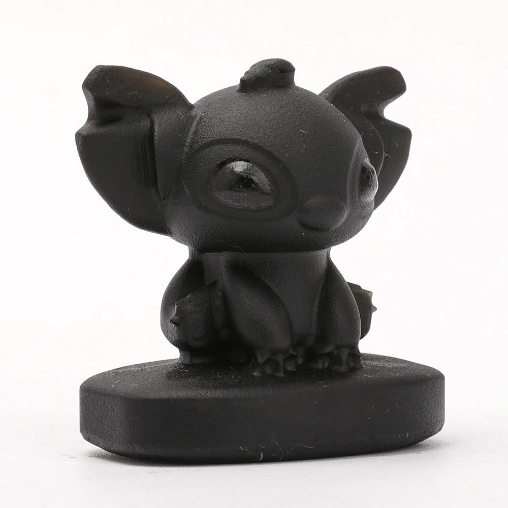 2 Zoll große, matte Figur aus schwarzem Obsidian