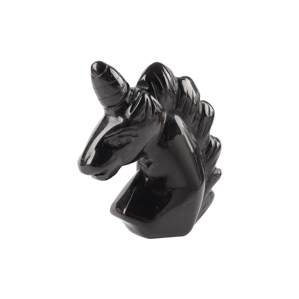 2 Zoll schwarze Obsidian-Einhorn-Kristallschnitzerei