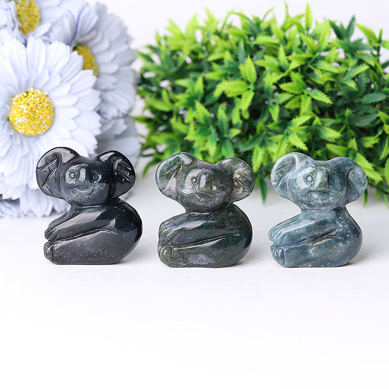 2 Inch Moss Agate Koala Crystal Carving Figurine