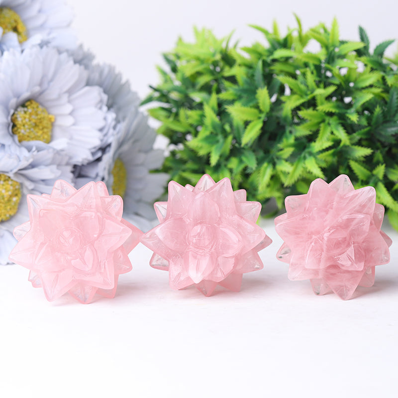 2 Zoll große Rosenquarz-Sukkulenten-Kristallfigur
