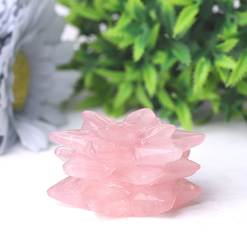 2 Zoll große Rosenquarz-Sukkulenten-Kristallfigur