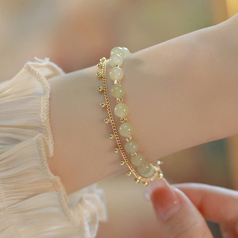 2-lagiges Hetian-Jade-Armband für Glück und Wohlstand