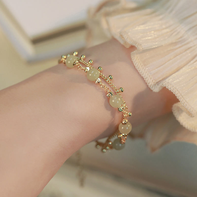 2-lagiges Hetian-Jade-Armband für Glück und Wohlstand