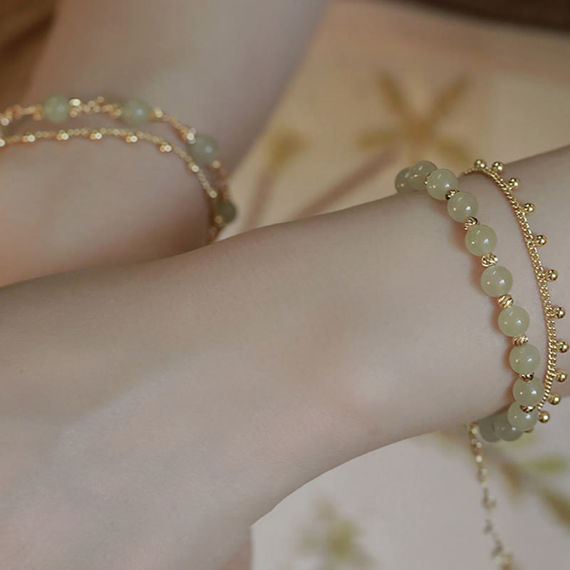 2-lagiges Hetian-Jade-Armband für Glück und Wohlstand