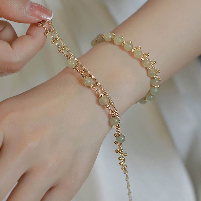 2-lagiges Hetian-Jade-Armband für Glück und Wohlstand