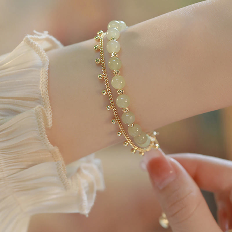 2-lagiges Hetian-Jade-Armband für Glück und Wohlstand