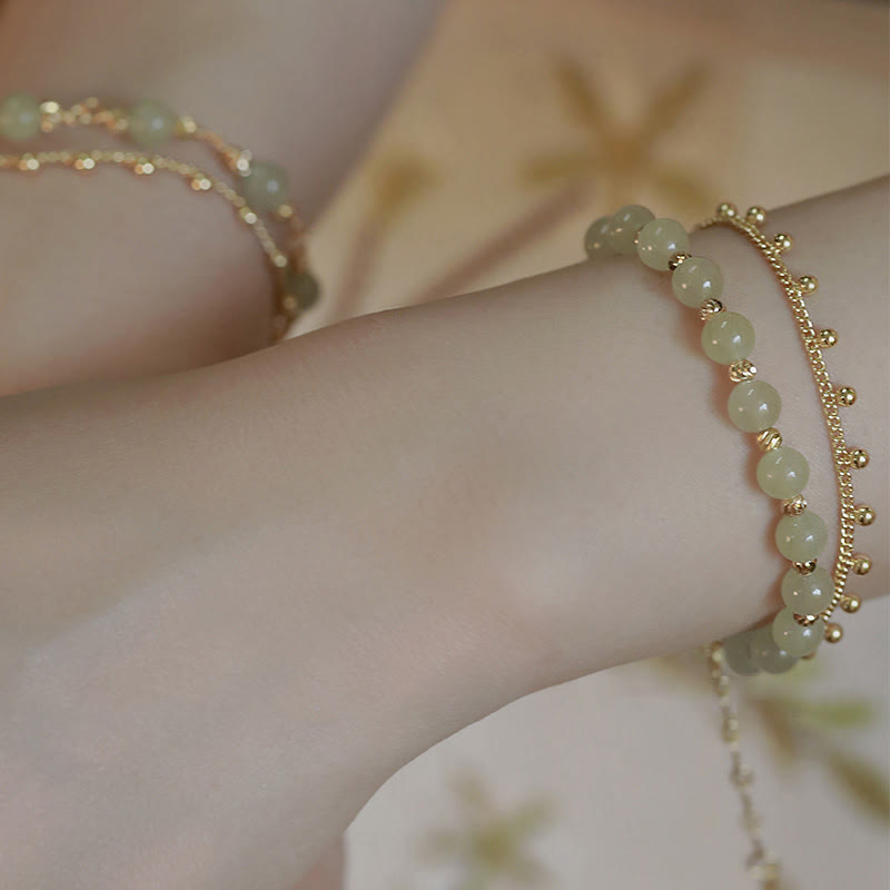 2-lagiges Hetian-Jade-Armband für Glück und Wohlstand
