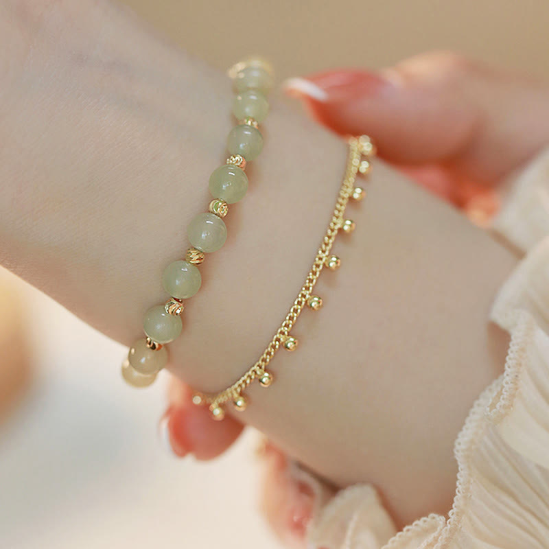 2-lagiges Hetian-Jade-Armband für Glück und Wohlstand