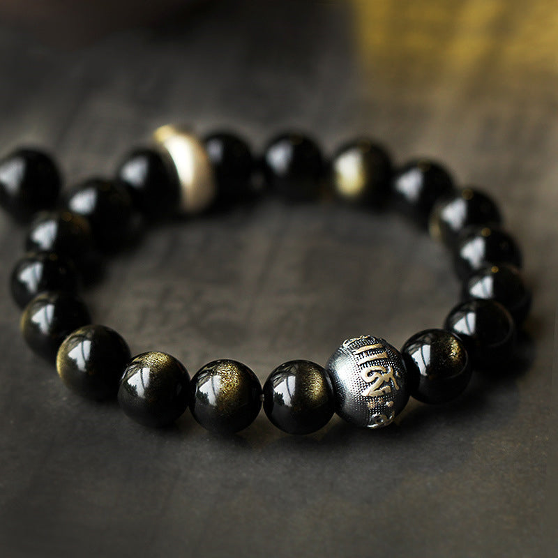 8 mm Obsidian-Reinigungsarmband mit Sternzeichen-Buddha