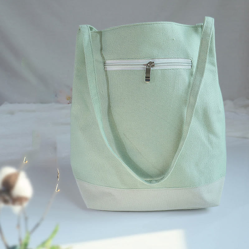 Canvas-Tragetasche mit Blumenkranich- und Pflaumenblüten-Stickerei