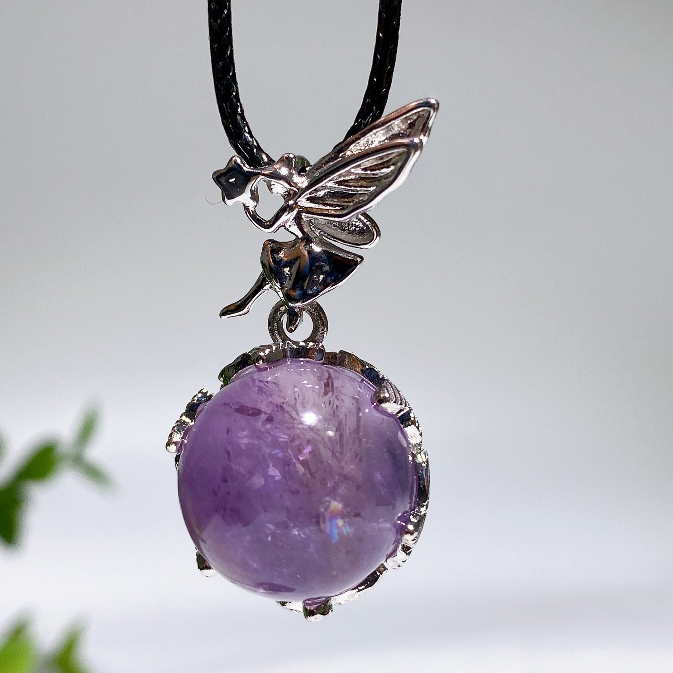20mm Amethyst Rose Quartz Fairy Pendant Crystal Healing