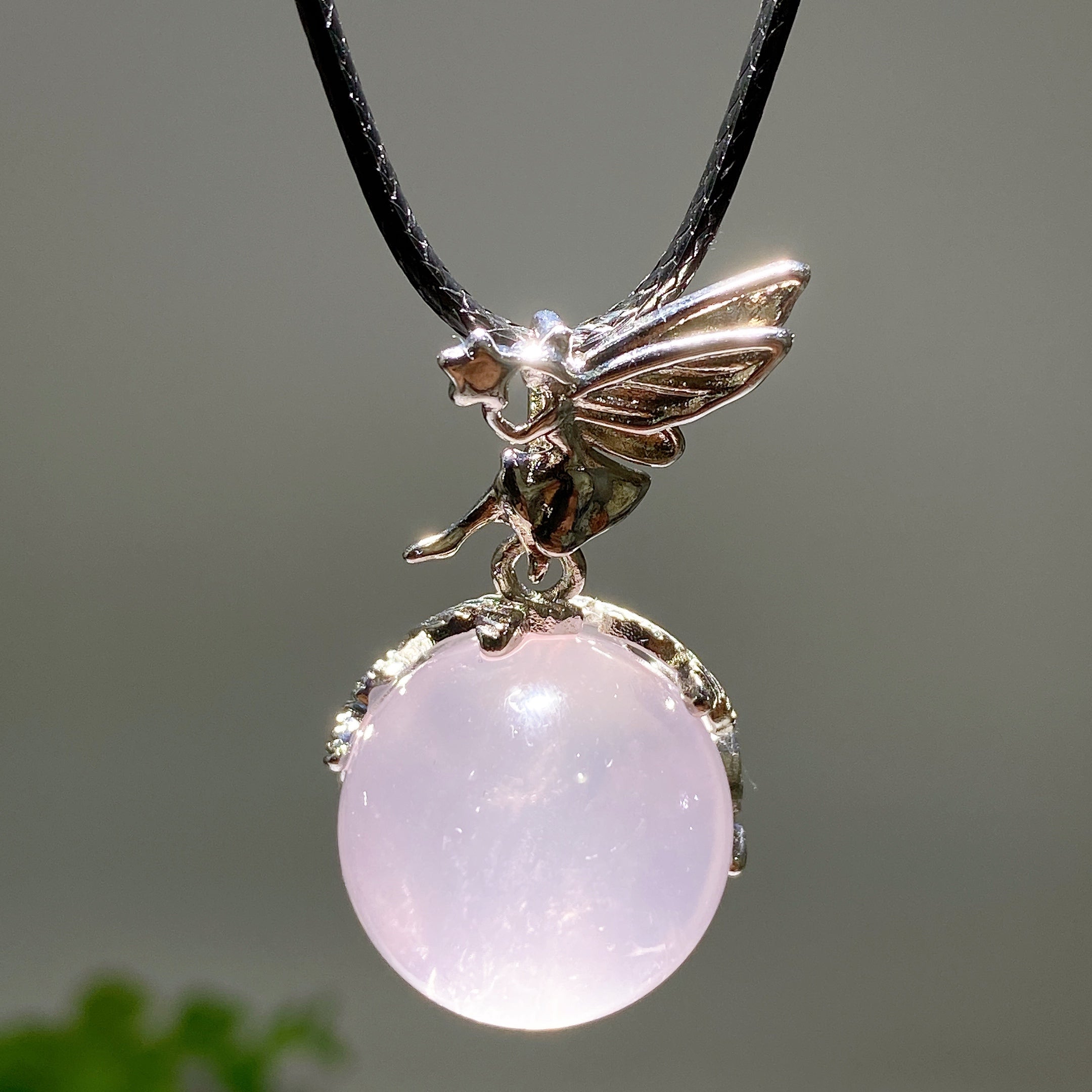 20mm Amethyst Rose Quartz Fairy Pendant Crystal Healing
