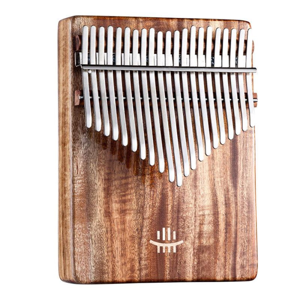 Wooden 21 Key Acacia Wood Kalimba with descending metal tines and resonance hole