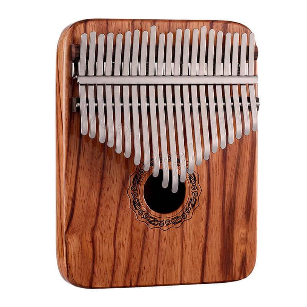 Wooden Kalimba with metal tines and decorative sound hole 21 Key Gabonese Rosewood C Tone