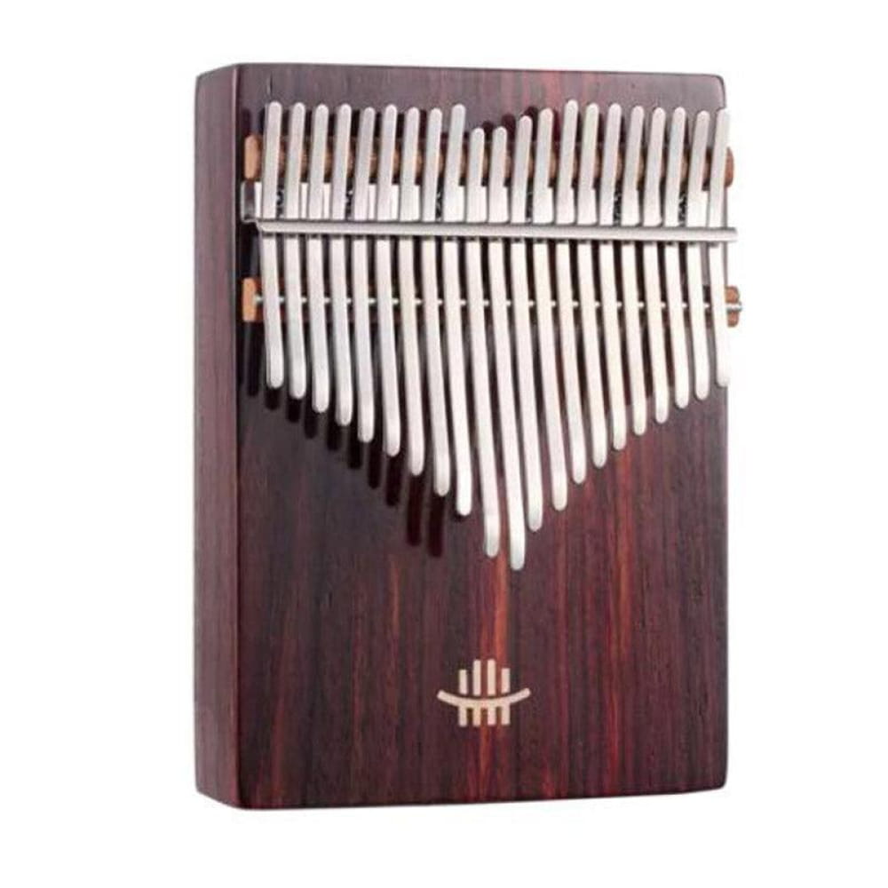 Wooden Kalimba thumb piano with metal tines, 21 Key Rosewood, C Tone, hollow resonance