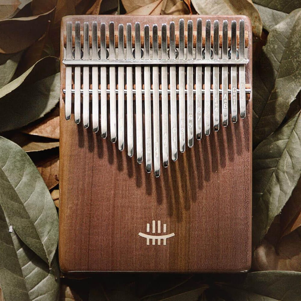 Wooden Kalimba with metal tines in triangular pattern, 21 Key Walnut Wood, C Tone
