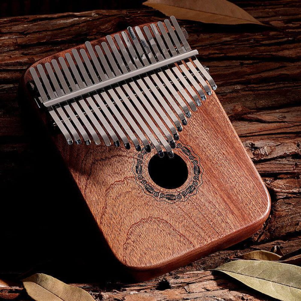 Wooden Kalimba thumb piano with metal tines in 21 Key Yellow Sandalwood design