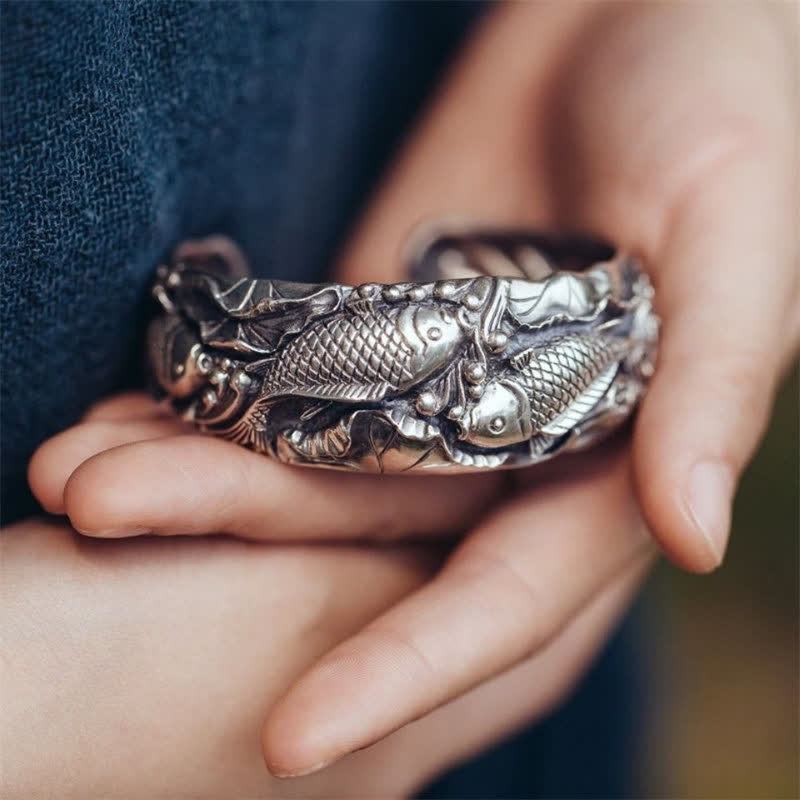 Copper Plated Silver Koi Fish Luck Prosperity Bracelet