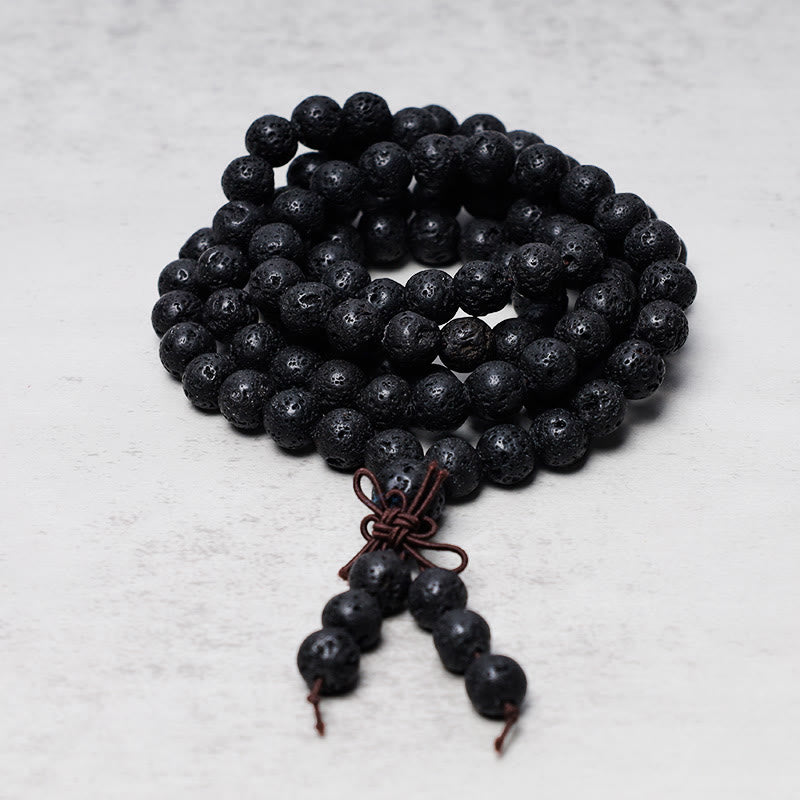 108 Bead Lava Rock Gemstone Mala Necklace & Bracelet