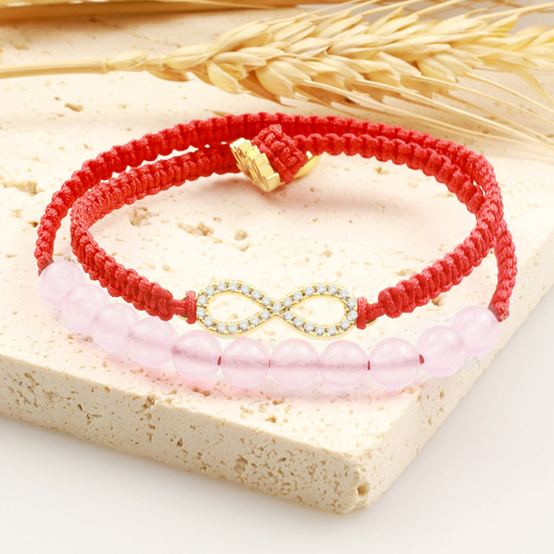 Lotus Pink Kristall Rote Schnur Armband 38cm Unisex