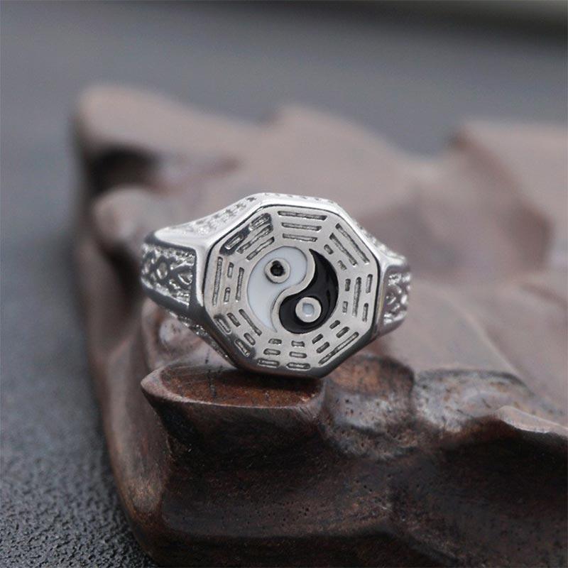 Unisex Kupfer Yin Yang Glücksring für Balance & Harmonie