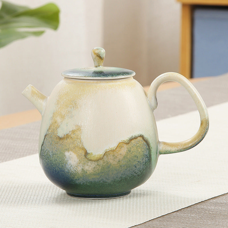 230 ml Keramik-Gongfu-Teekanne in Grünbeige für Zen-Dekor