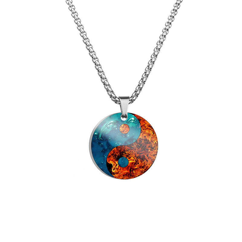 Titanstahl Yin Yang Koi Fisch Harmonie Halskette