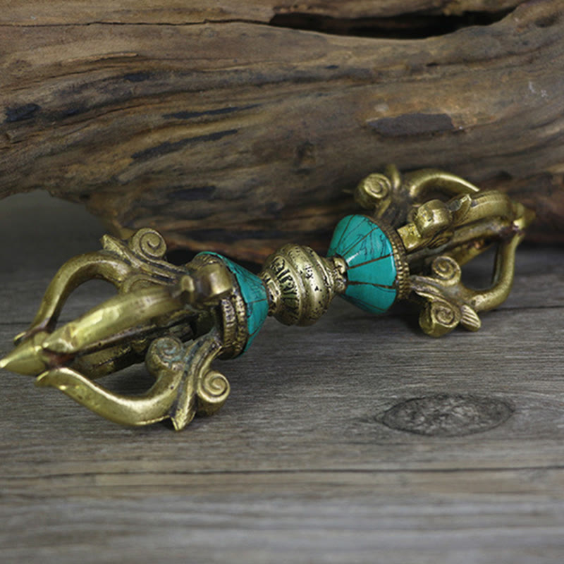 Handgefertigter tibetischer Vajra Dorje aus Kupfer mit fünf Zinken für die Erleuchtung