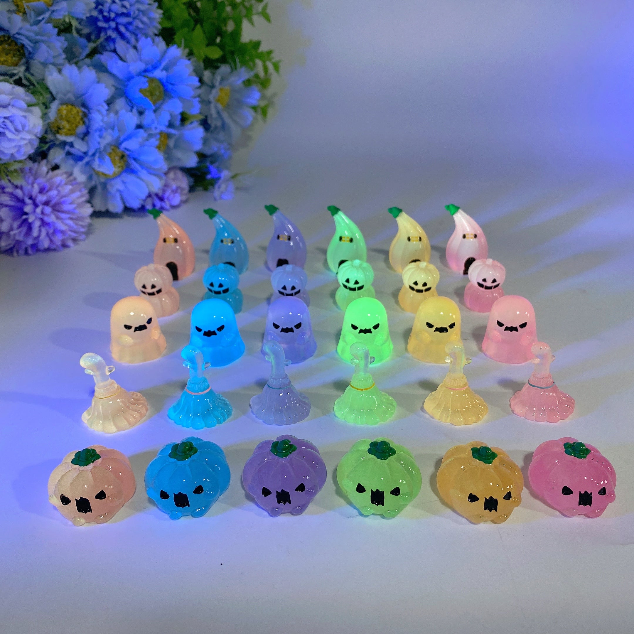 25–35 mm leuchtendes Halloween-Kristallfiguren-Set