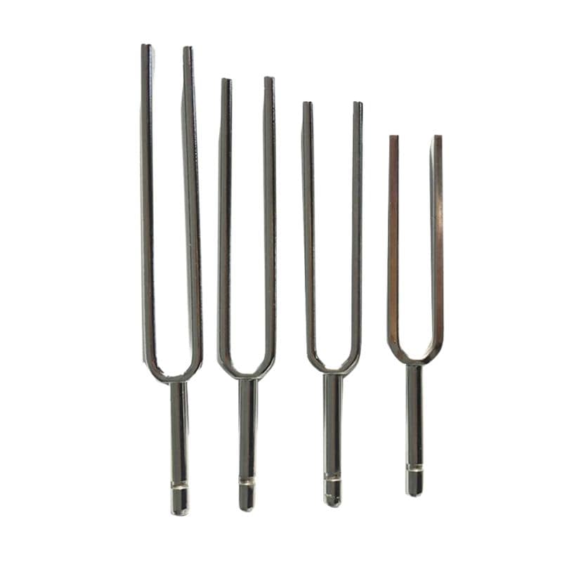 Set of metal tuning forks in descending size for 256 Hz 320 Hz 384 Hz 512 Hz Tuning Fork Set