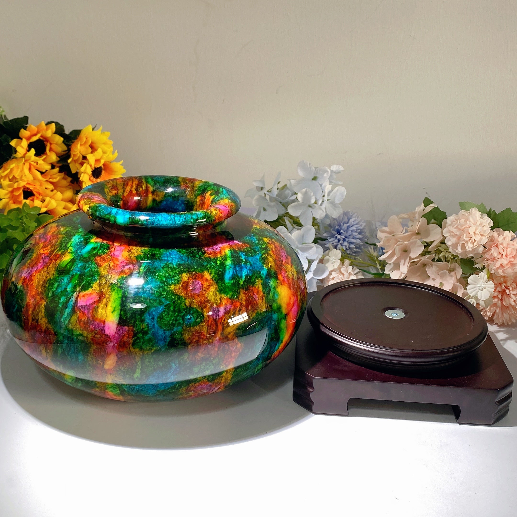 25 cm große Jadevase in sieben Farben für Zen-Dekor-Heilung