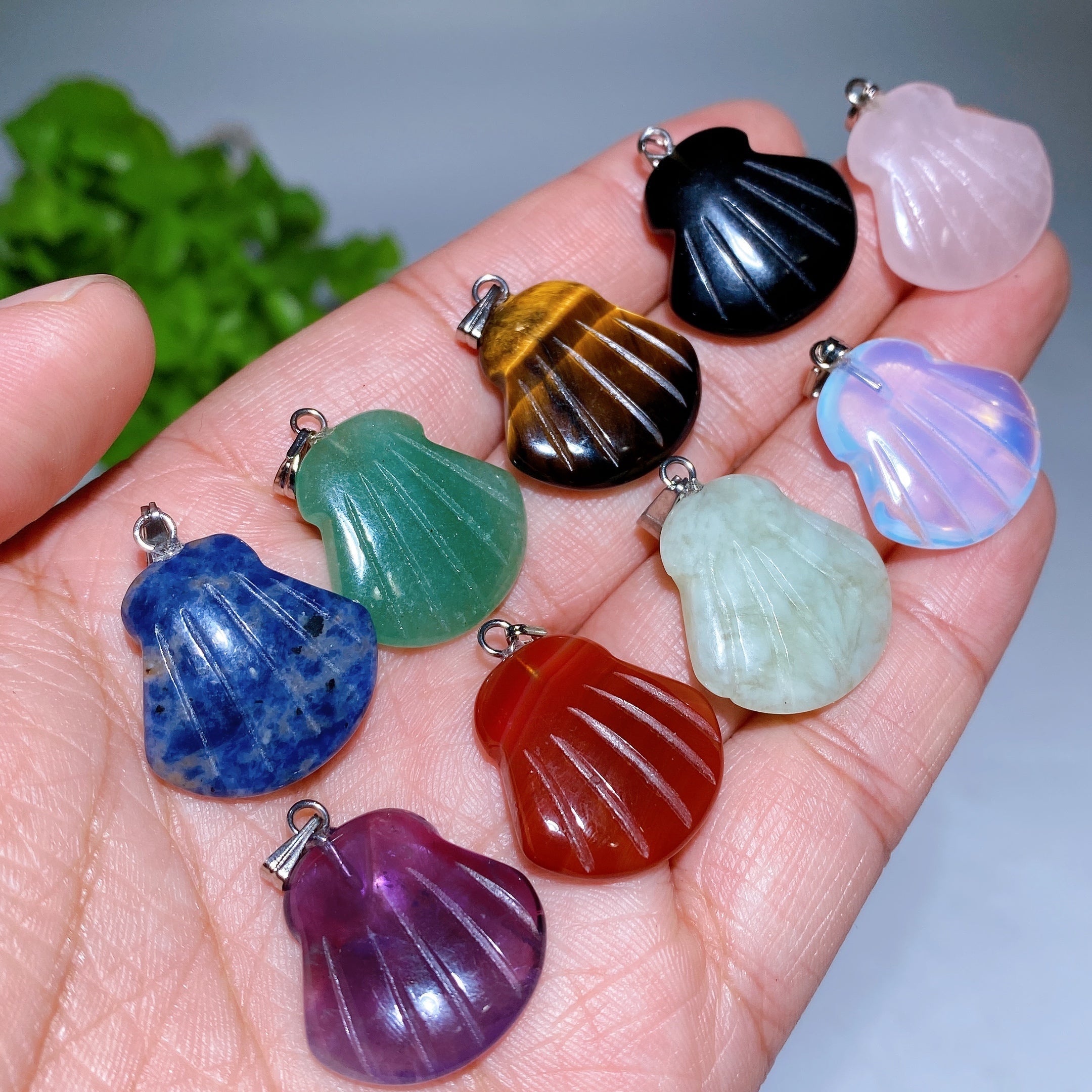 25 mm Kristall-Muschel-Anhänger, spirituelle Heilungskette