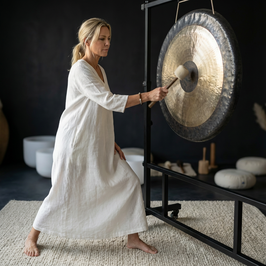 26 Zoll Chinesischer Gong mit Ständer und Schlägel - Schlaginstrument