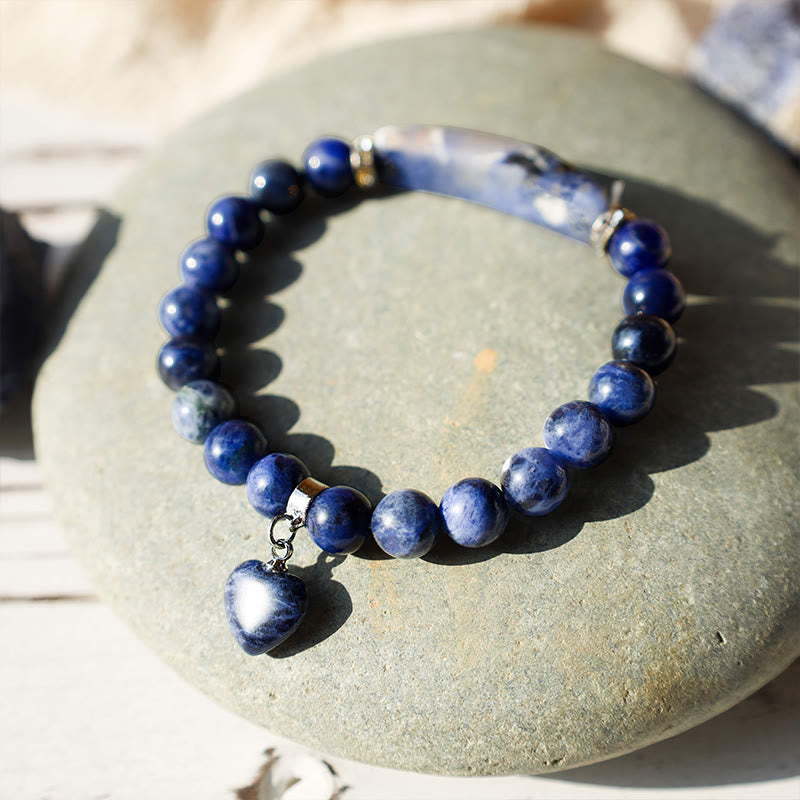 Natural Quartz Love Heart Healing Beads Bracelet 8mm