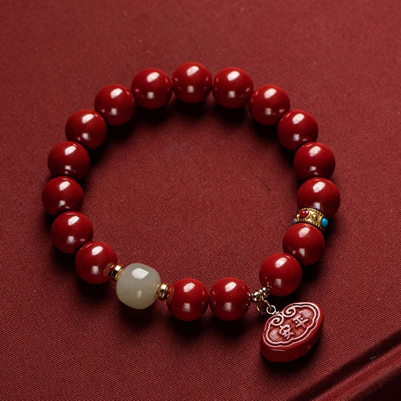 Cinnabar Jade Protection Bracelet 6mm Healing Charm Unisex