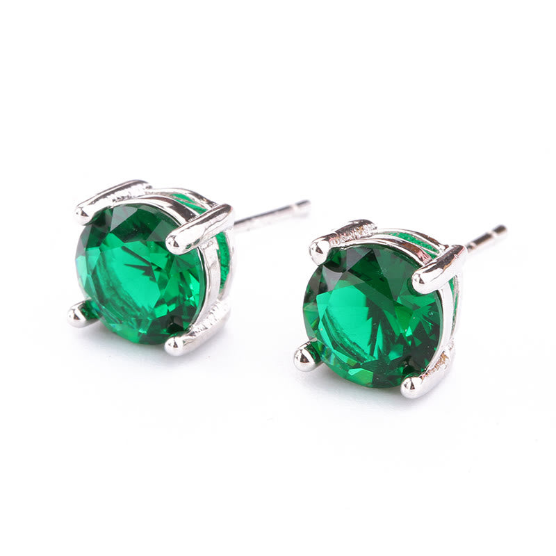Unisex-Ohrringe mit natürlichem Amethyst und verschiedenen Edelsteinen, 7 mm