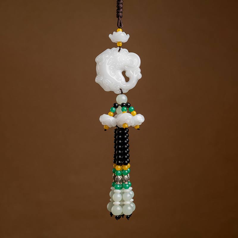 Feng Shui Pixiu Jade Car Pendant for Luck & Protection